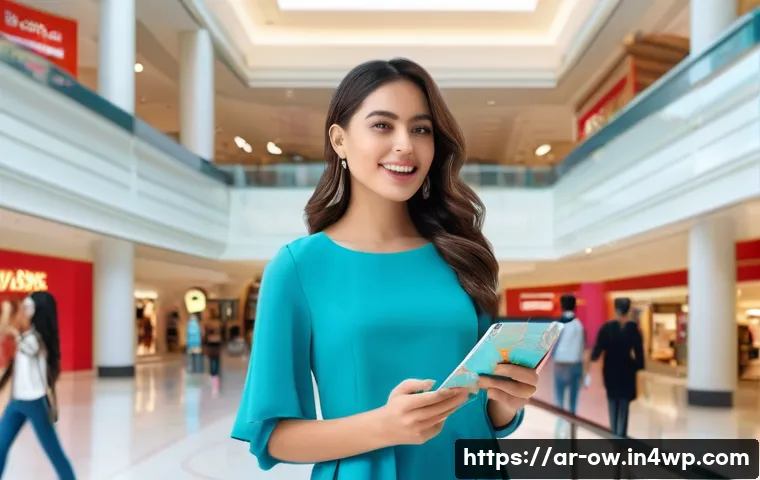 실내 위치 추적 기술의 사용자 인터뷰 및 피드백 - **Prompt:** A vibrant, bustling scene inside a grand, modern shopping mall, reminiscent of architect...